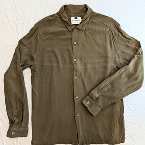 Topman // Blousy Green Button-Up // M